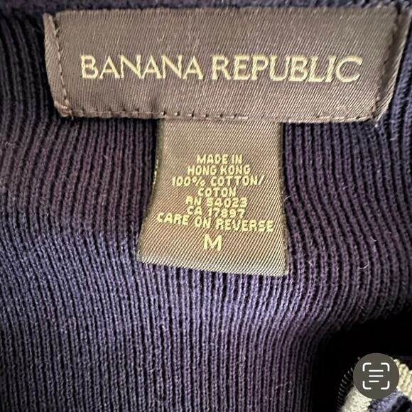 Y2K Banana Republic Knit Cotton 1/4 Zip Sweater Top Size Medium Blue Preppy - Picture 3 of 4